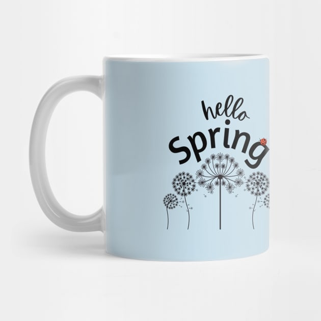 Hello Spring with Red Lady Bug by Rebecca Abraxas - Brilliant Possibili Tees